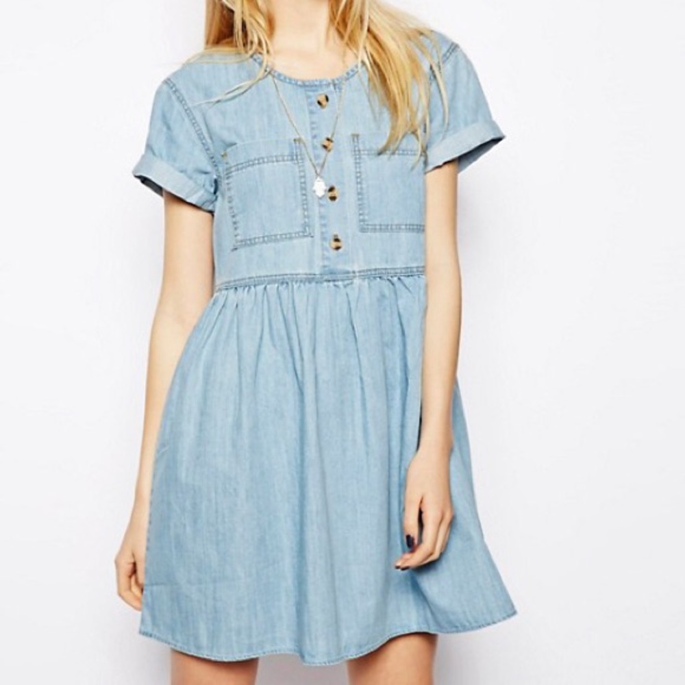 ASOS Denim Button Through Smock Dress